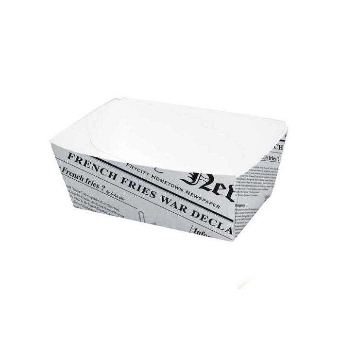 Barquette en carton décor journal  90x55mm H40mm 250ml-1000Pcs