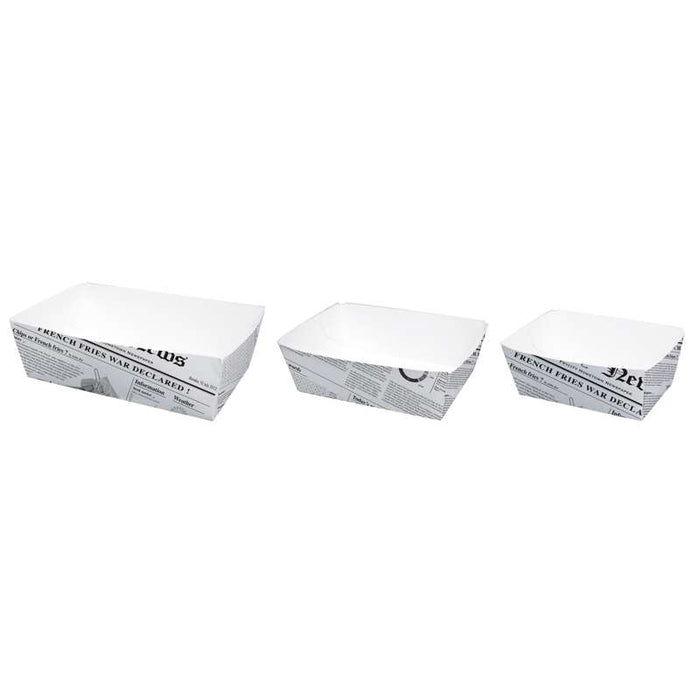 Barquette en carton décor journal  80x110mm H40mm 440ml-1000Pcs