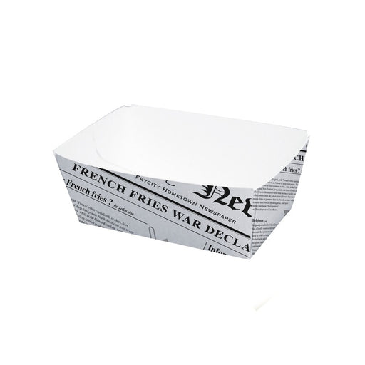 Barquette en carton décor journal  90x55mm H40mm 250ml-1000Pcs