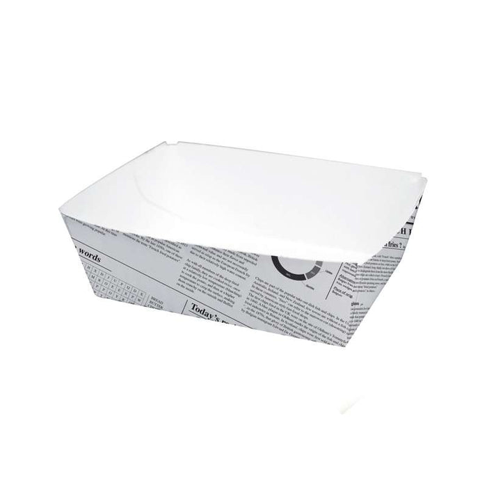 Barquette carton blanc imprimé "Journal" 120x70mm H43mm 500ml - 250Pcs