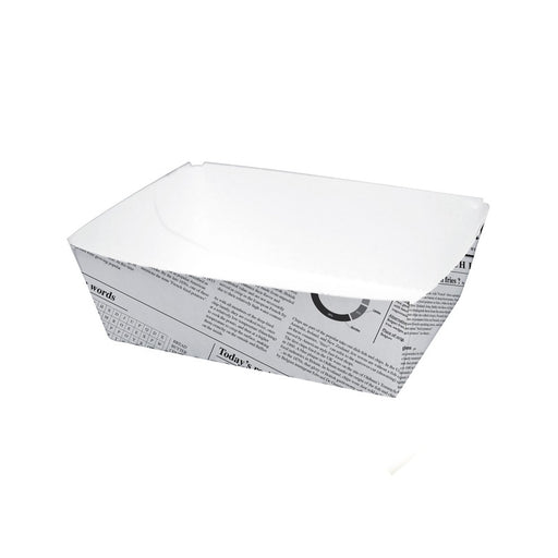 Barquette en carton décor journal  80x110mm H40mm 440ml-1000Pcs