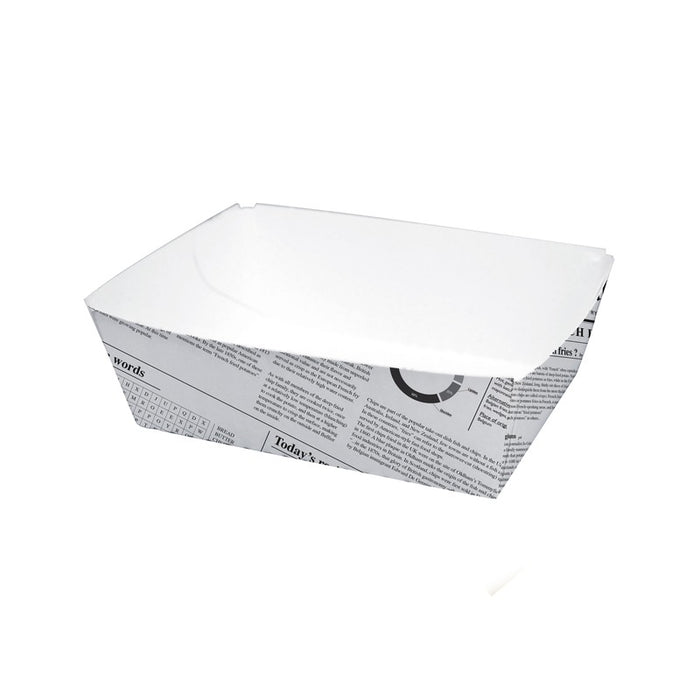 Barquette en carton décor journal  80x110mm H40mm 440ml-1000Pcs