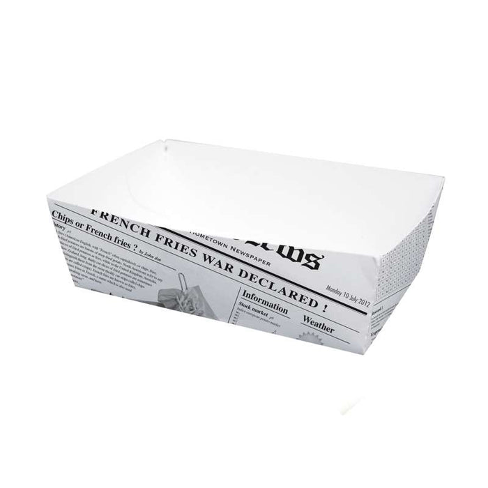 Barquette en carton décor journal  150x90mm H50mm 850ml-400Pcs
