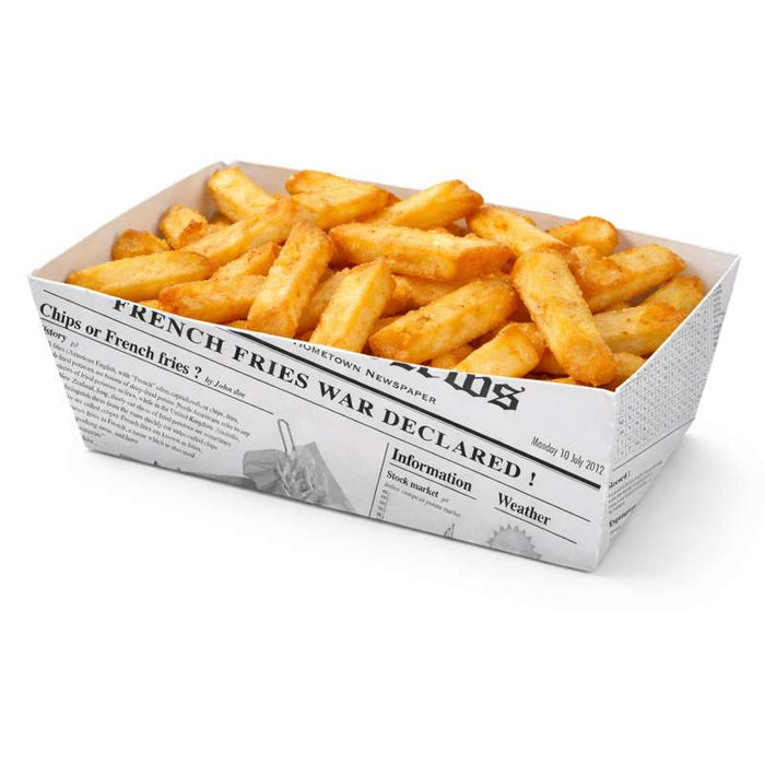 Barquette en carton décor journal  150x90mm H50mm 850ml-400Pcs