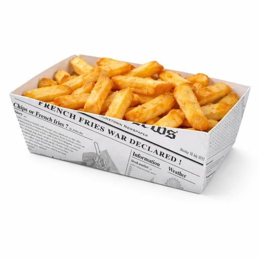 Barquette en carton décor journal  150x90mm H50mm 850ml-400Pcs