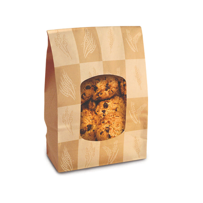 Sac SOS papier brun à fenêtre et attache pliante métallique "Ecokraft"   120x60mm H240mm-500Pcs