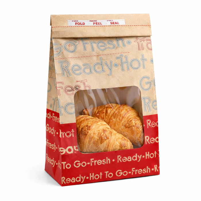 Sac SOS papier brun renforcé à fenêtre "Ecokraft"  125x75mm H235mm-500Pcs