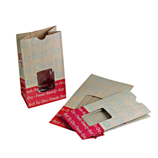 Sac SOS papier brun renforcé à fenêtre "Ecokraft"  125x75mm H235mm-500Pcs