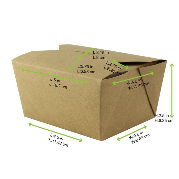 Boîte repas carton kraft laminé 130x107mm H67mm 750ml-450Pcs