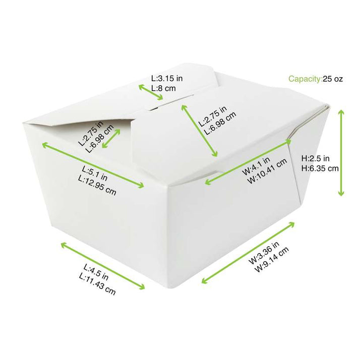 Boîte repas en carton blanc à fermer 130x105mm H65mm 750ml - 450Pcs