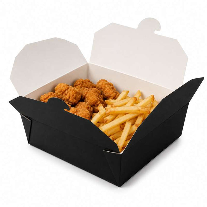 Boite repas pack 2 noire  215x160mm H50mm 1000ml-200Pcs