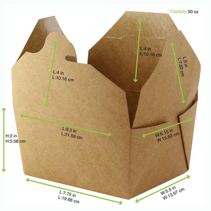 Boîte repas carton kraft laminé 217x160mm H50mm 1450ml-200Pcs