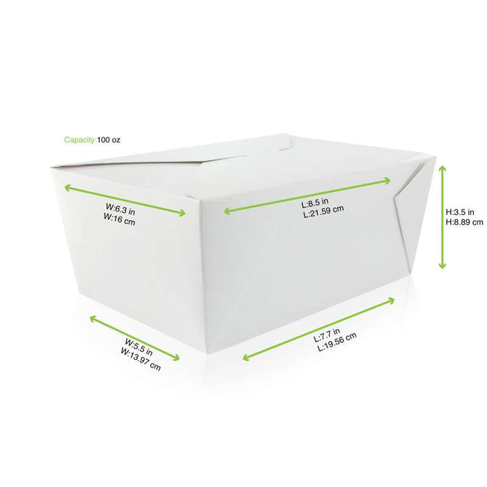Boite repas carton blanc  226x167mm H92mm 3000ml-160Pcs