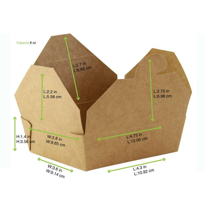 Mini boîte repas carton kraft 120x97mm H38mm 410ml-500Pcs