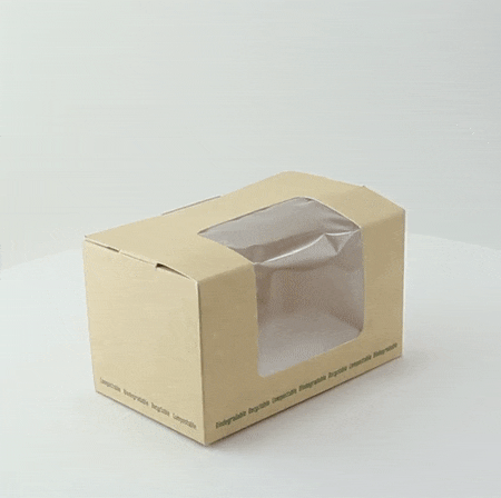 Boite sandwich carton brun fenêtre PLA  125x77mm H72mm - 500Pcs