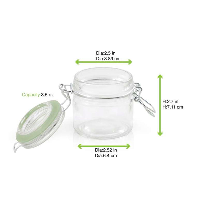 Mini bocal en verre avec joint silicone vert clair   H71,5mm 100ml - 24Pcs