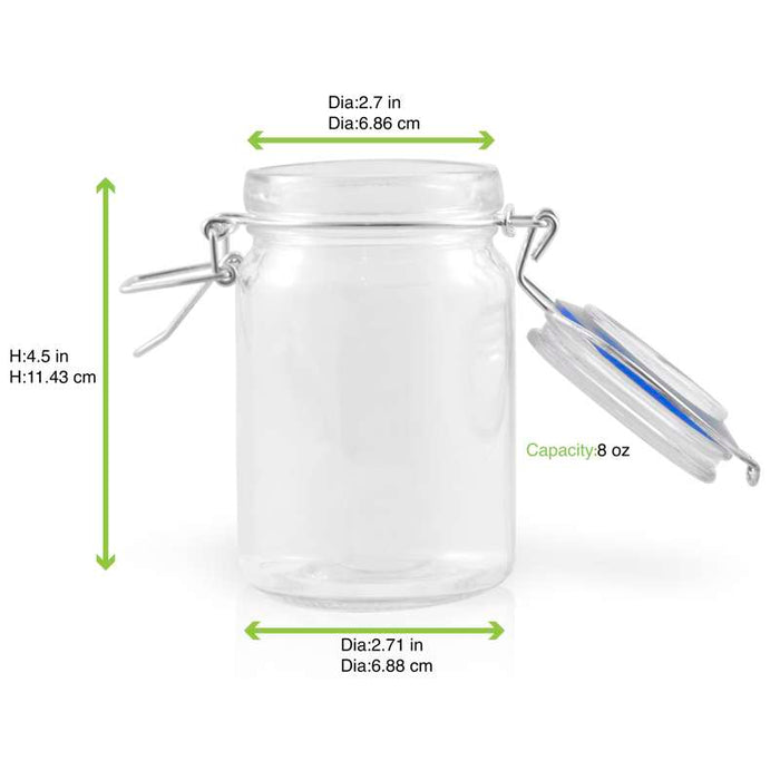 Mini bocal en verre avec joint silicone bleu foncé   H119,2mm 200ml - 24Pcs