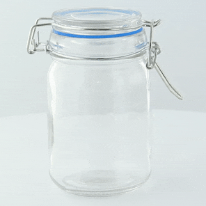 Mini bocal en verre avec joint silicone bleu foncé   H119,2mm 200ml - 24Pcs