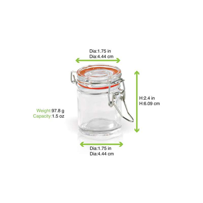 Mini bocal en verre avec joint silicone rouge   H63,5mm 45ml - 24Pcs