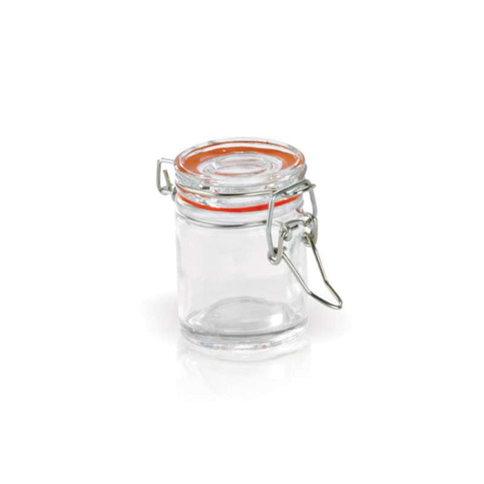 Mini bocal en verre avec joint silicone rouge   H63,5mm 45ml - 24Pcs