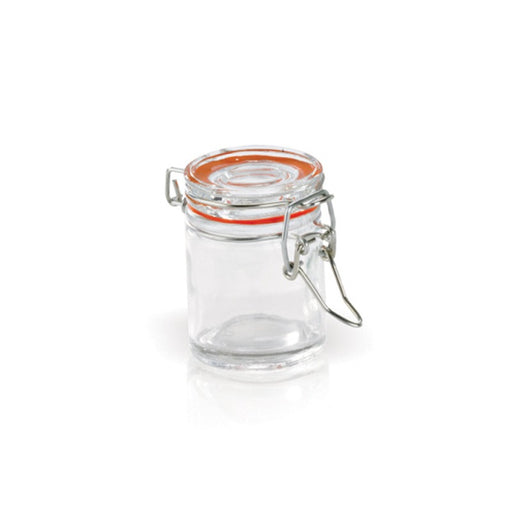 Mini bocal en verre avec joint silicone rouge   H63,5mm 45ml - 24Pcs