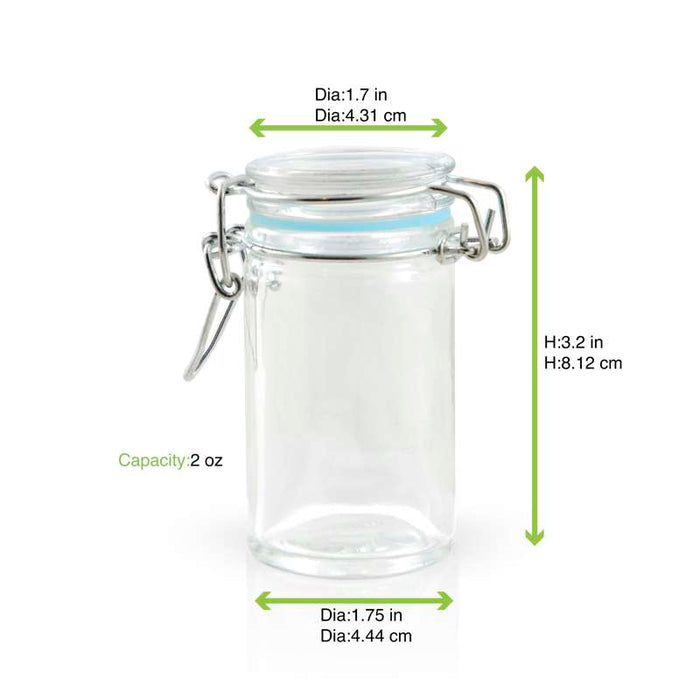Mini bocal en verre avec joint silicone bleu clair   H85mm 65ml - 24Pcs