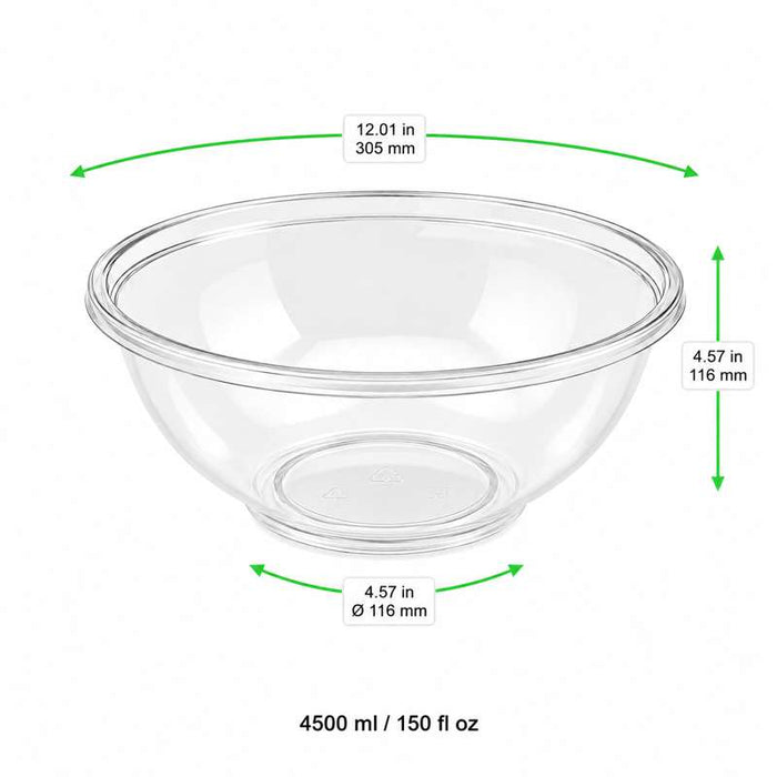 Grand saladier rond en PET cristal Ø305mm H116mm 4500ml - 36Pcs