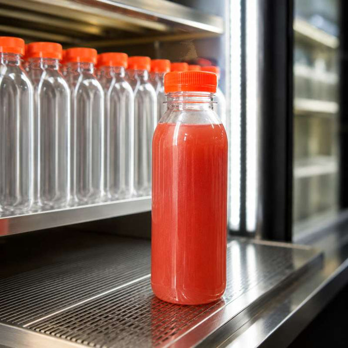 Bouteille transparente en plastique RPET avec bouchon attaché orange  56 H150mm 250ml-270Pcs