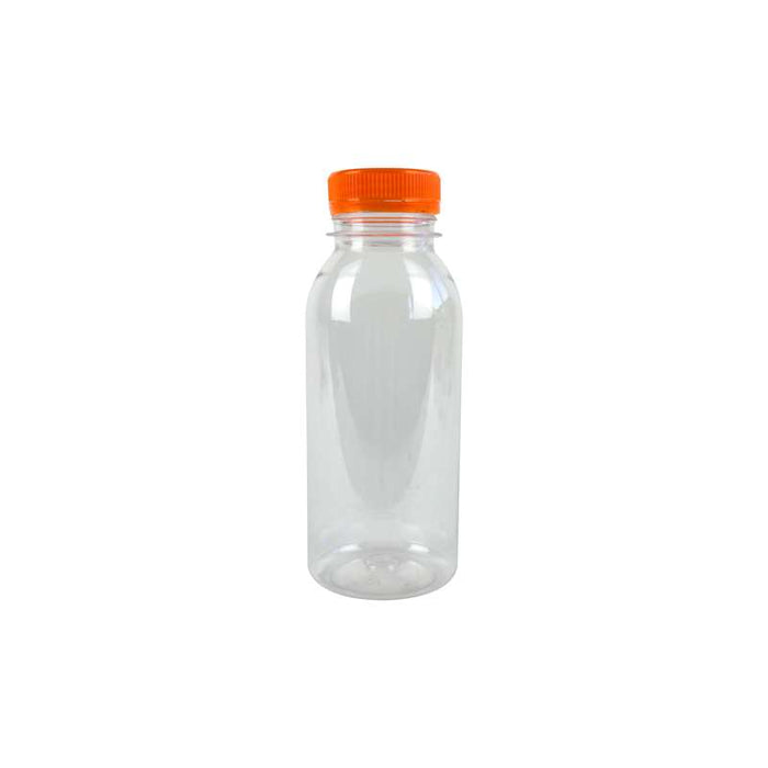 Bouteille transparente en plastique RPET avec bouchon attaché orange  56 H150mm 250ml-270Pcs