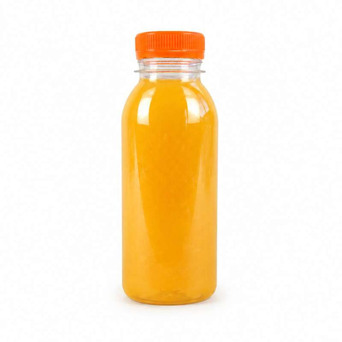 Bouteille transparente en plastique RPET avec bouchon attaché orange  56 H150mm 250ml-270Pcs