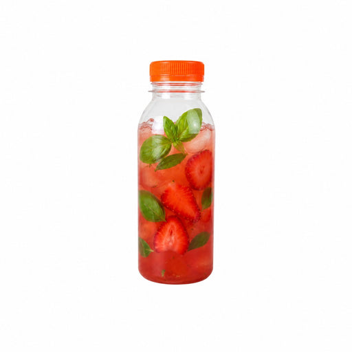 Bouteille transparente en plastique RPET avec bouchon attaché orange  56 H150mm 250ml-270Pcs