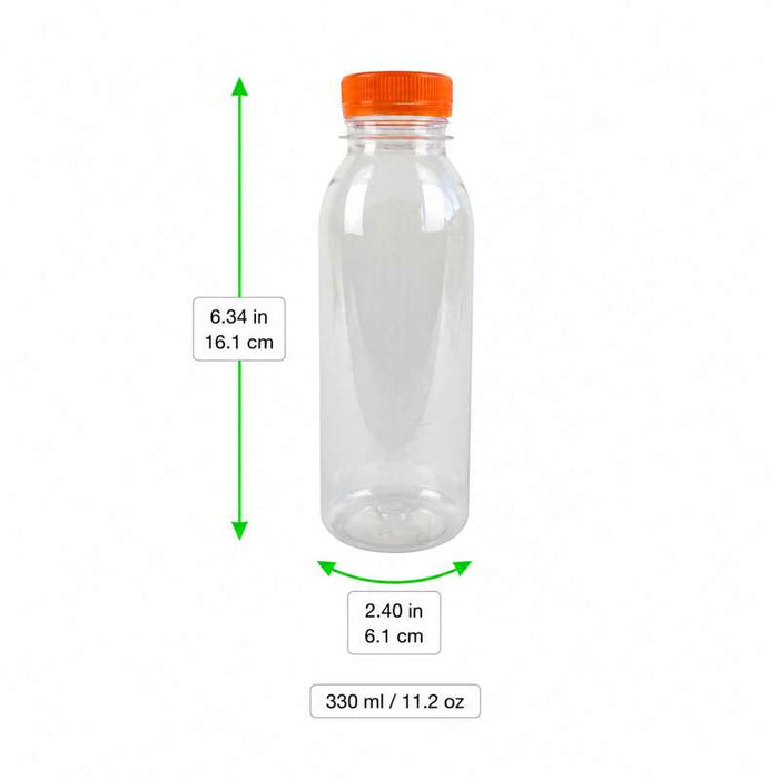 Bouteille transparente en plastique PET avec bouchon orange 61 H161mm 330ml-220Pcs