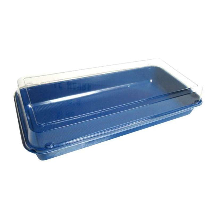 Lunch box bleue à couvercle transparent 270x135mm H54mm - 160Pcs