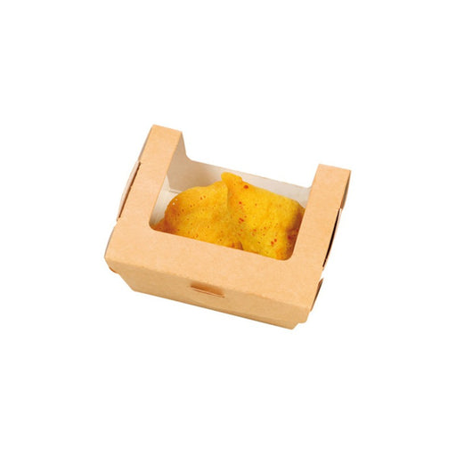 Boite salade carton kraft brun à fenêtre  100x80mm H40mm 250ml-250Pcs