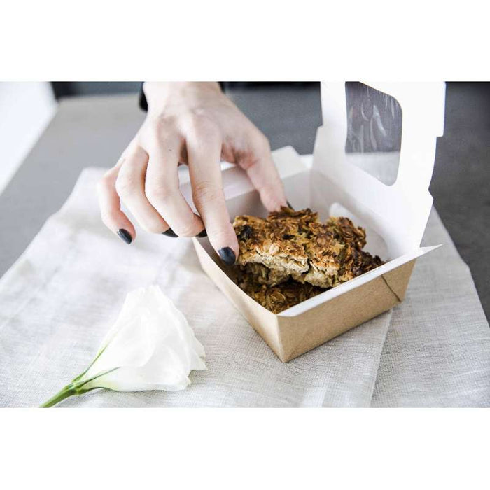 Boîte salade carton kraft brun à double fenêtre 98x115mm H45mm 400ml-360Pcs