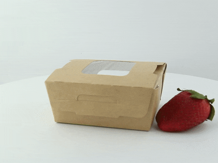 Boîte salade carton kraft brun à double fenêtre 98x115mm H45mm 400ml-360Pcs