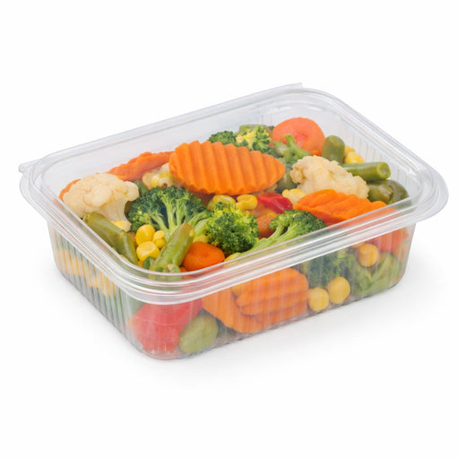 Barquette rectangulaire PLA transparente avec couvercle attaché  188x143mm H67mm 1000ml-400Pcs