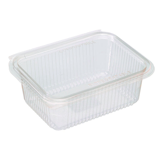 Barquette rectangulaire PLA transparente avec couvercle attaché  188x143mm H67mm 1000ml-400Pcs