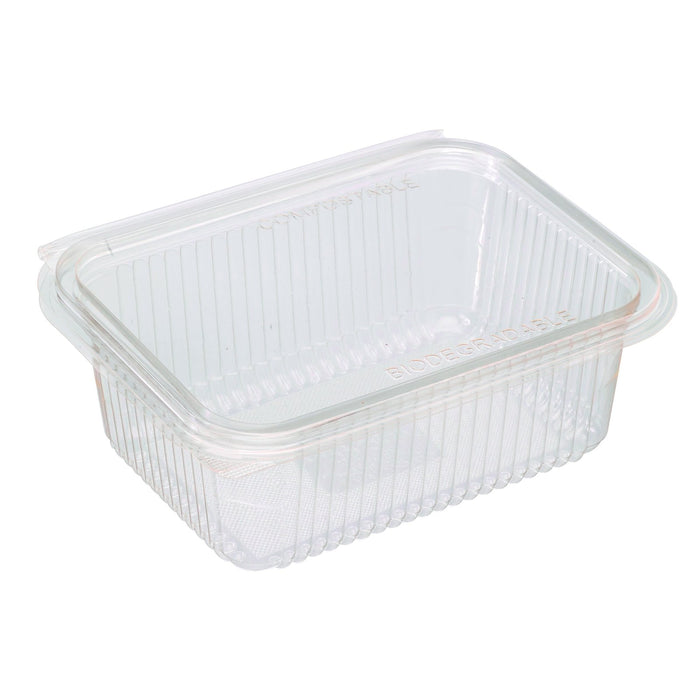Barquette rectangulaire PLA transparente avec couvercle attaché  188x143mm H67mm 1000ml-400Pcs