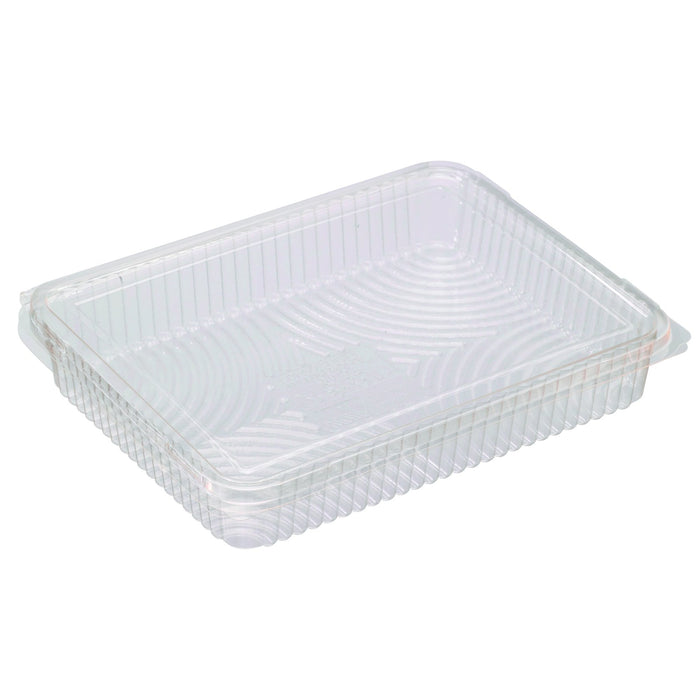 Barquette rectangulaire PLA plate transparente avec couvercle attaché  217x167mm H35mm 1000ml-300Pcs