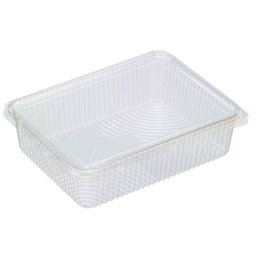 Barquette rectangulaire PLA plate transparente avec couvercle attaché 217x167mm H55mm 1500ml-250Pcs