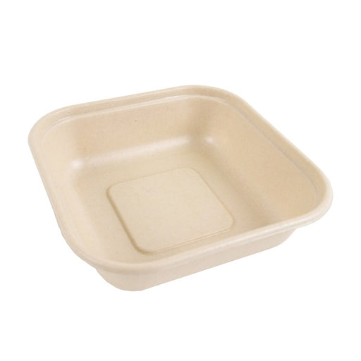 Barquette scellable pulpe rectangulaire brune laminée PLA  163x163mm H40mm 800ml-300Pcs