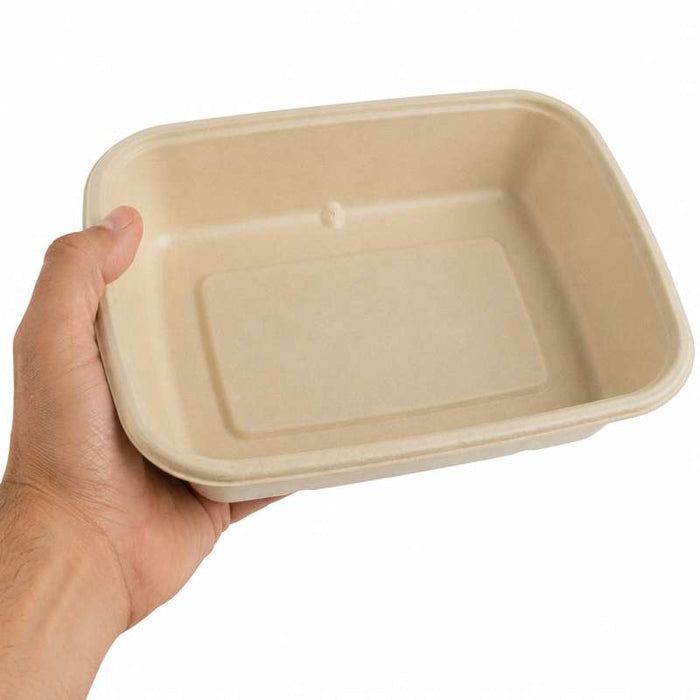 Plateau pulpe rectangulaire brun  215x158mm H50mm 1000ml-300Pcs