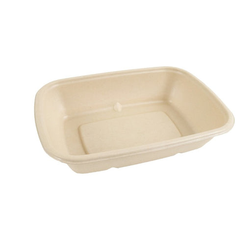 Plateau scellable pulpe rectangulaire brun laminé PLA  214x157mm H46mm 1000ml-300Pcs