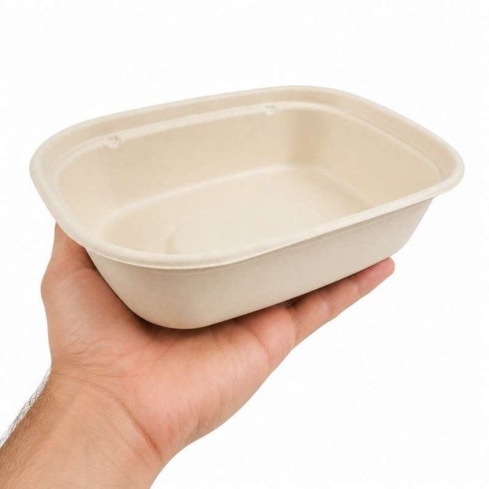 Plateau pulpe rectangulaire brun  220x170mm H27mm 850ml-300Pcs