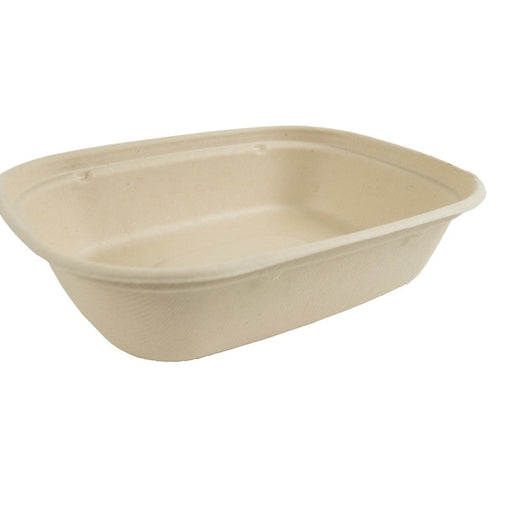 Plateau scellable pulpe rectangulaire brun laminé PLA  220x170mm H53mm 850ml-300Pcs