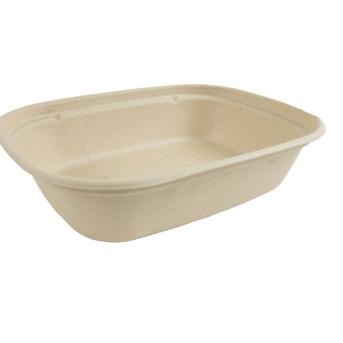 Plateau scellable pulpe rectangulaire brun laminé PLA  220x170mm H53mm 850ml-300Pcs