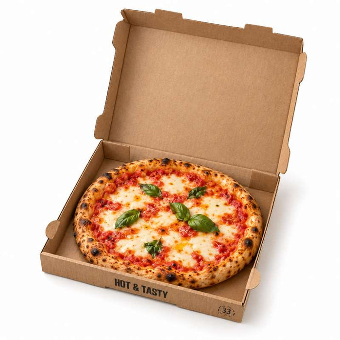 Boîte pizza carton brun "Hot and Tasty" 310x310mm H40mm - 100Pcs