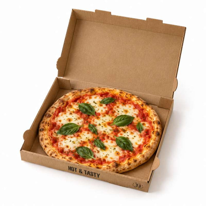 Boîte pizza carton brun "Hot and Tasty" 310x310mm H40mm - 100Pcs