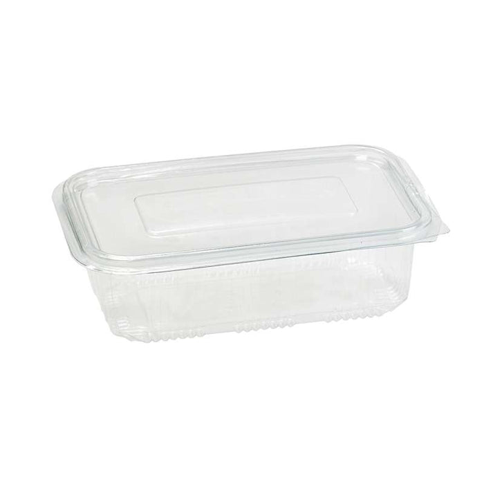 Barquette plastique PET rectangulaire transparente avec couvercle attaché  195x130mm H65mm 1000ml-400Pcs